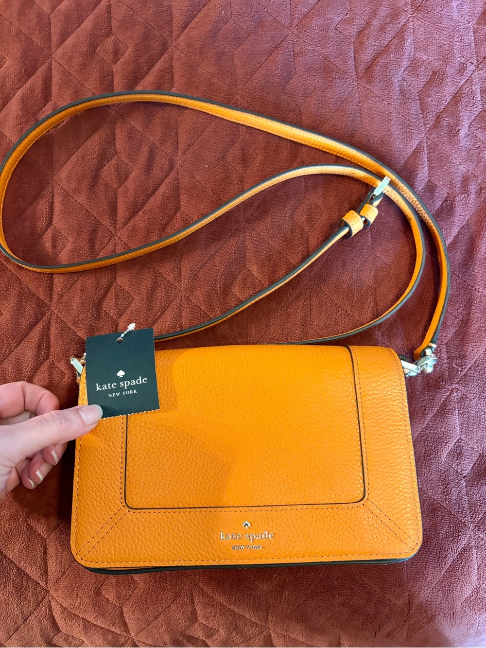 kate spade Orange Pebbled Leather Crossbody Bag